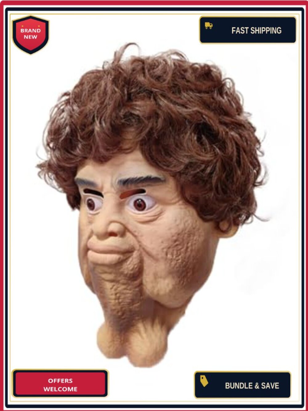 Adult Full Head Latex Mask Double Chin Funny for Halloween Cosplay Party